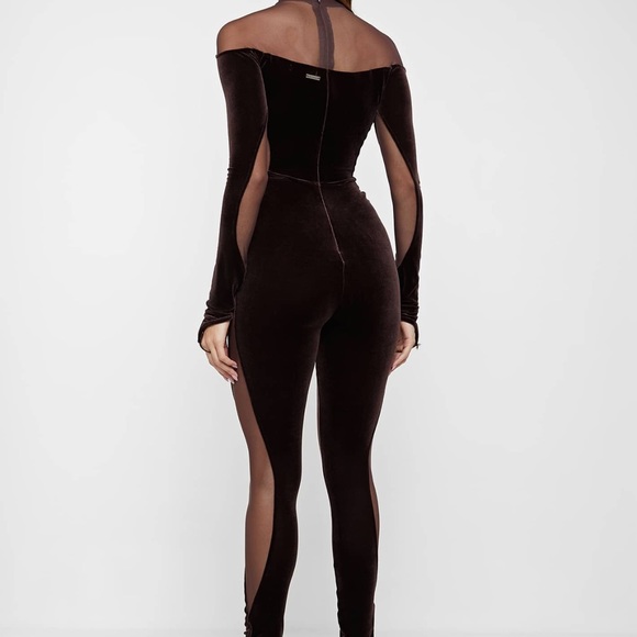 NWT MANIERE DE VOIR Velour & Mesh Couture Jumpsuit - Picture 2 of 5